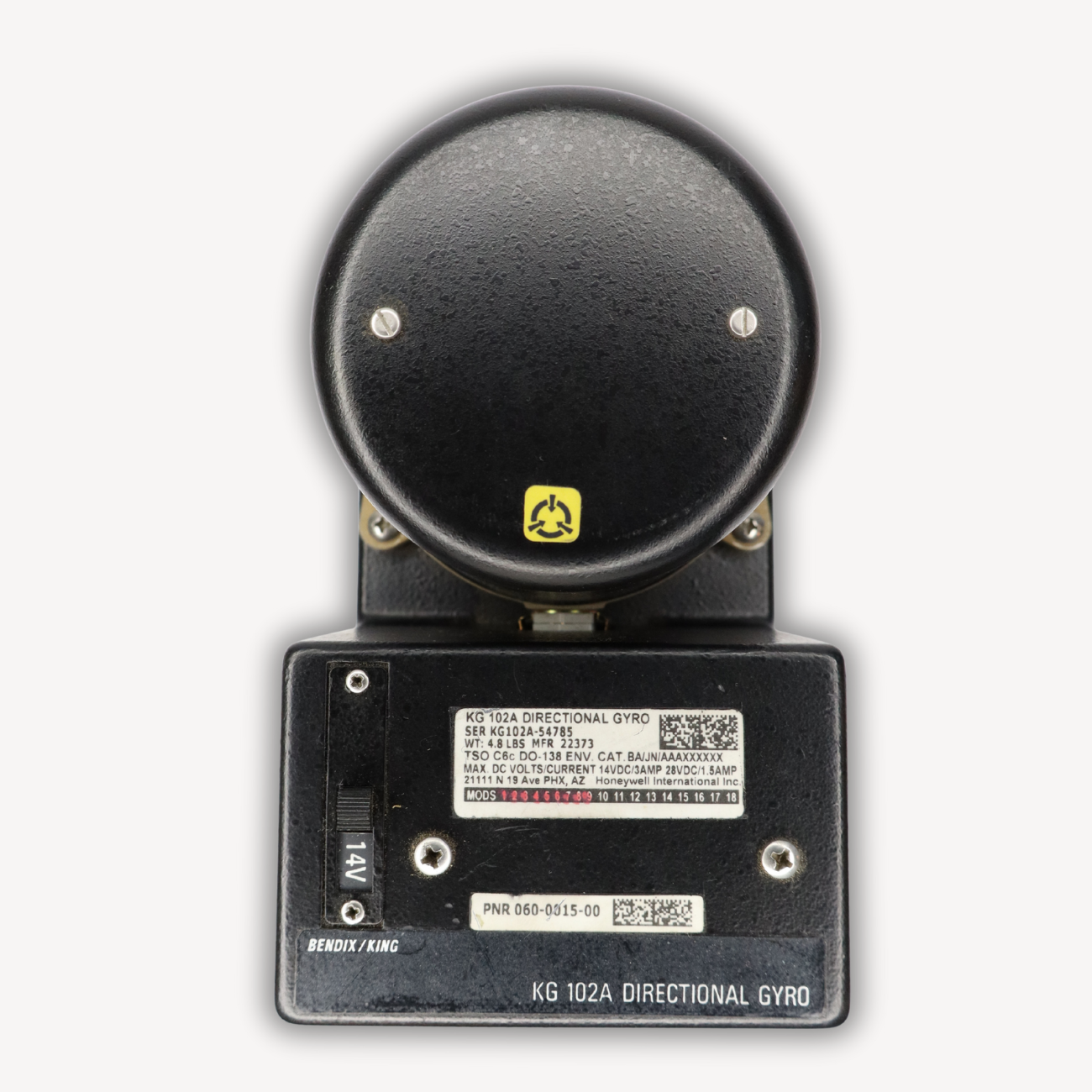 KG 102A Directional Gyro P/N 060-0015-00 – Top view, used serviceable avionics with EASA Form 1