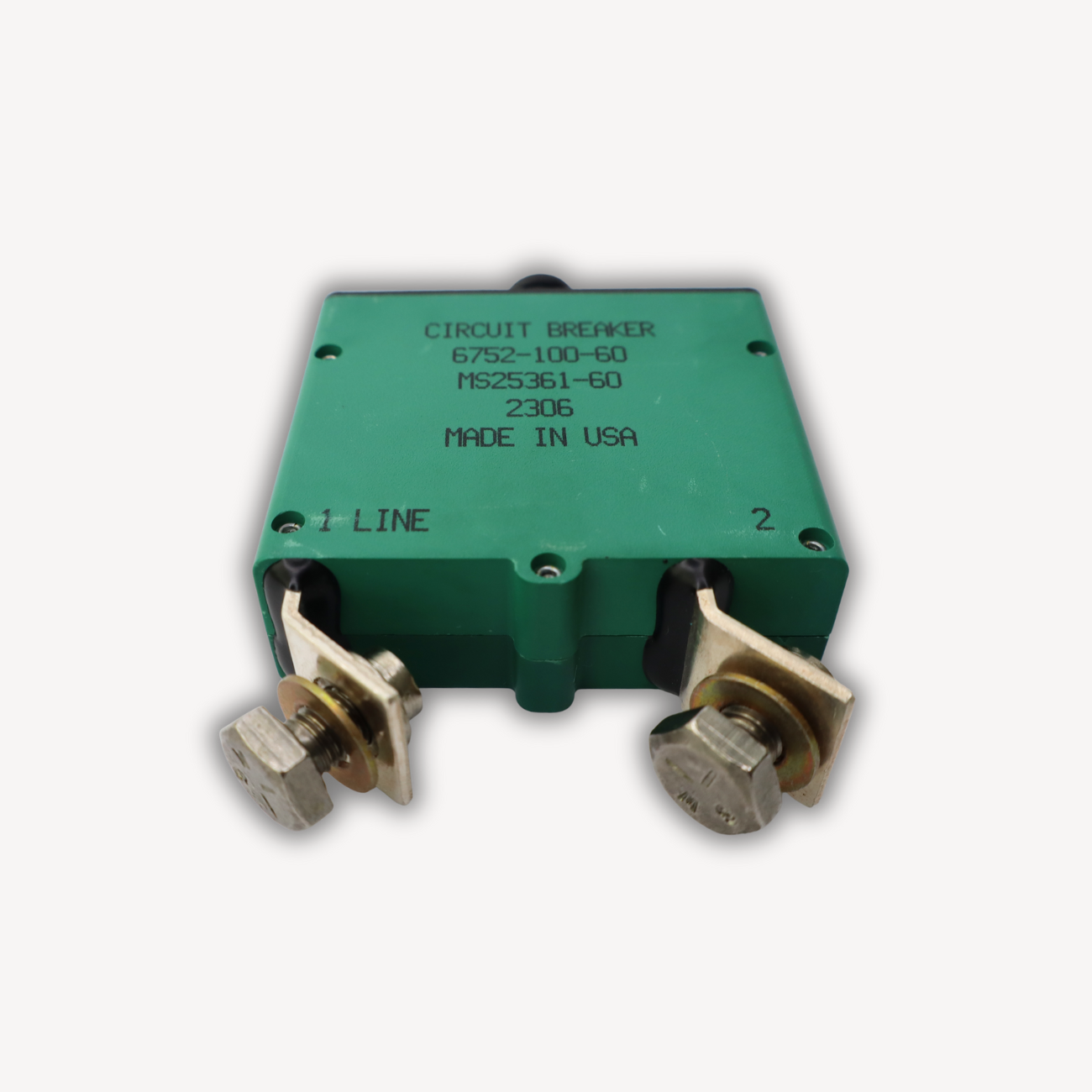 Circuit Breaker 60A – P/N 6752-100-60 – Bottom view – Used Serviceable – EASA Form 1
