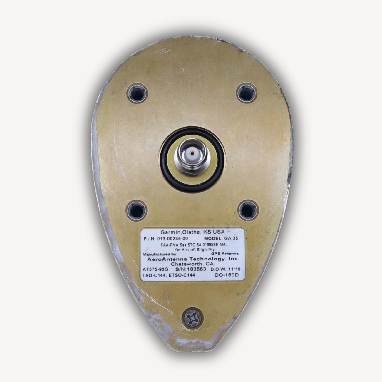 GA-35 GPS-W Antenna, P/N 01300235-00, EASA Form 1-certified, used, serviceable condition