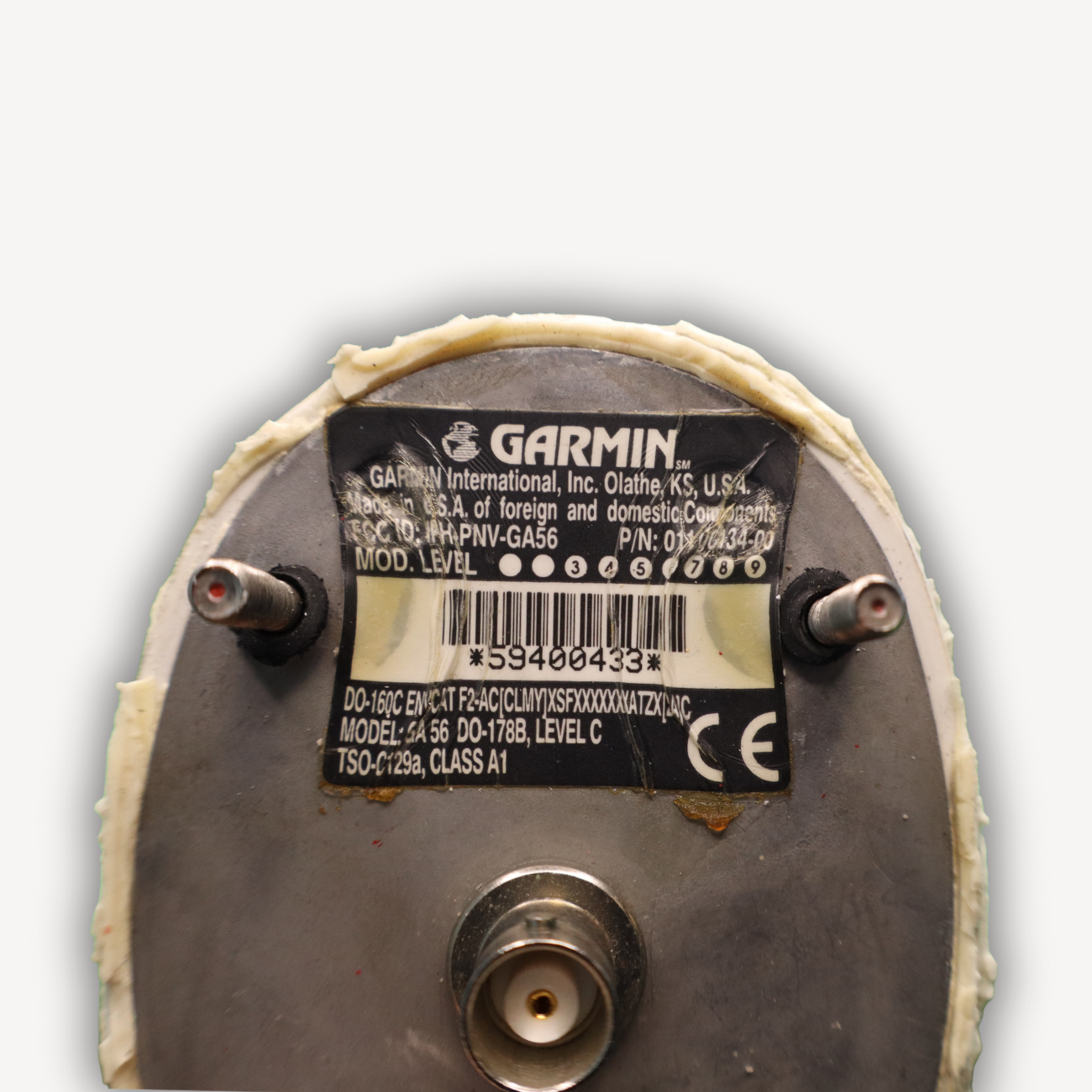 Garmin GA56 GPS Antenna P/N 011-00134-00 Bottom view sticker – Used, Serviceable, EASA Form 1