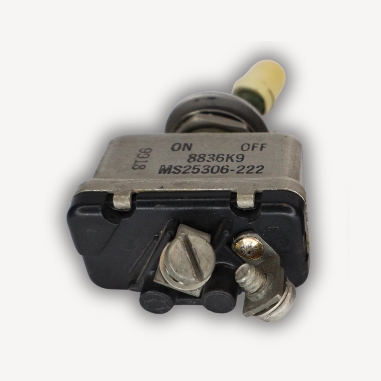 Aircraft Toggle Switch MS25306-222 – bottom view, EASA Form 1 Certified, Serviceable Condition