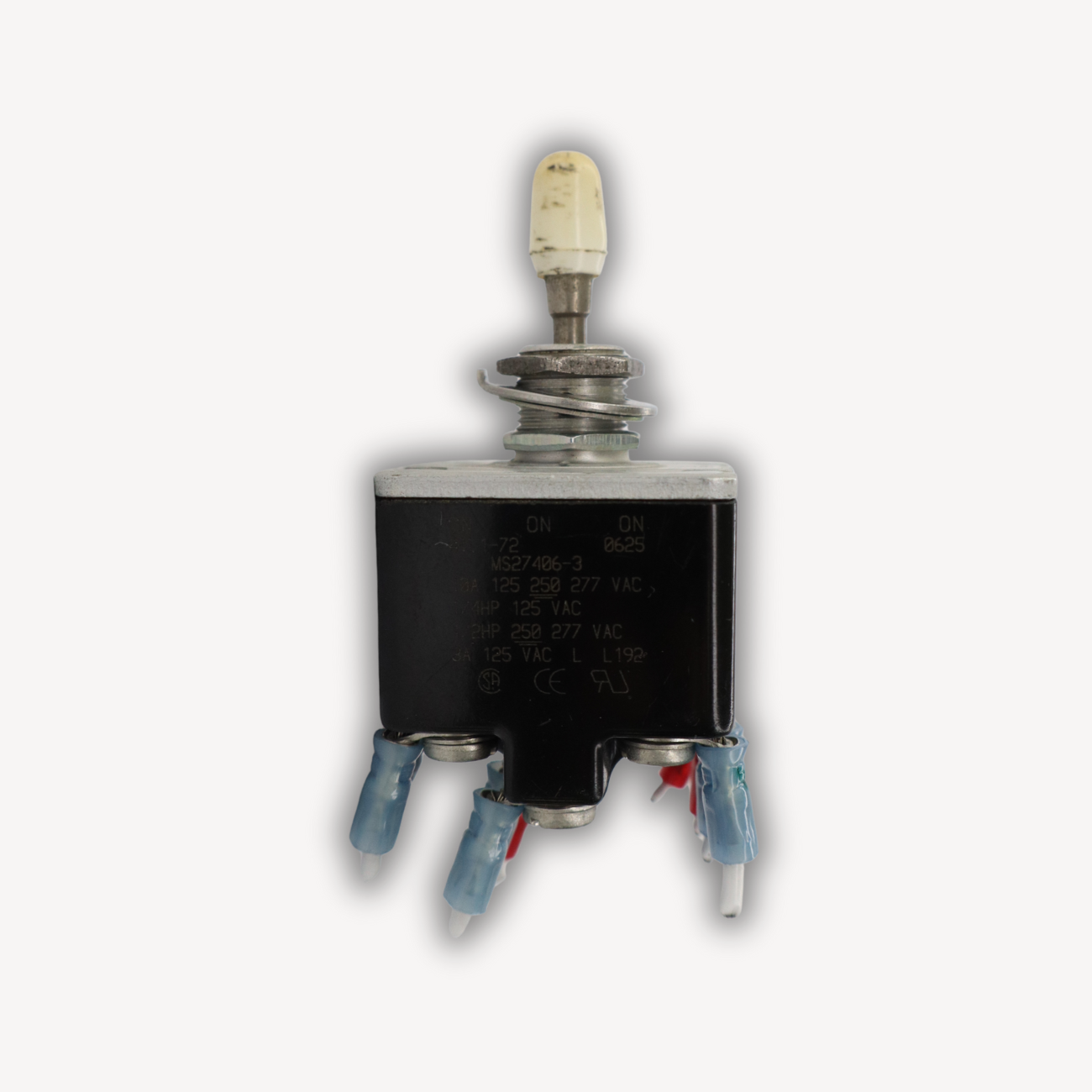 Aircraft toggle switch MS27406-3 – right view, used serviceable, EASA Form 1